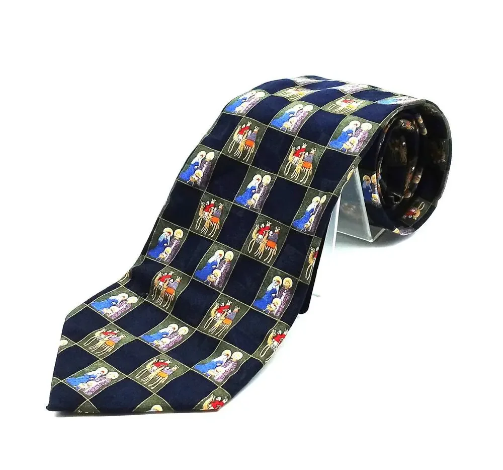 Vintage Christmas Neck Tie Purple American Greetings Nativity Wise Men NWT